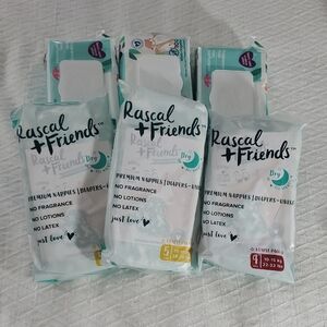 3 Rascal + Friends Premium Nappies + 3 Wipes Bundle